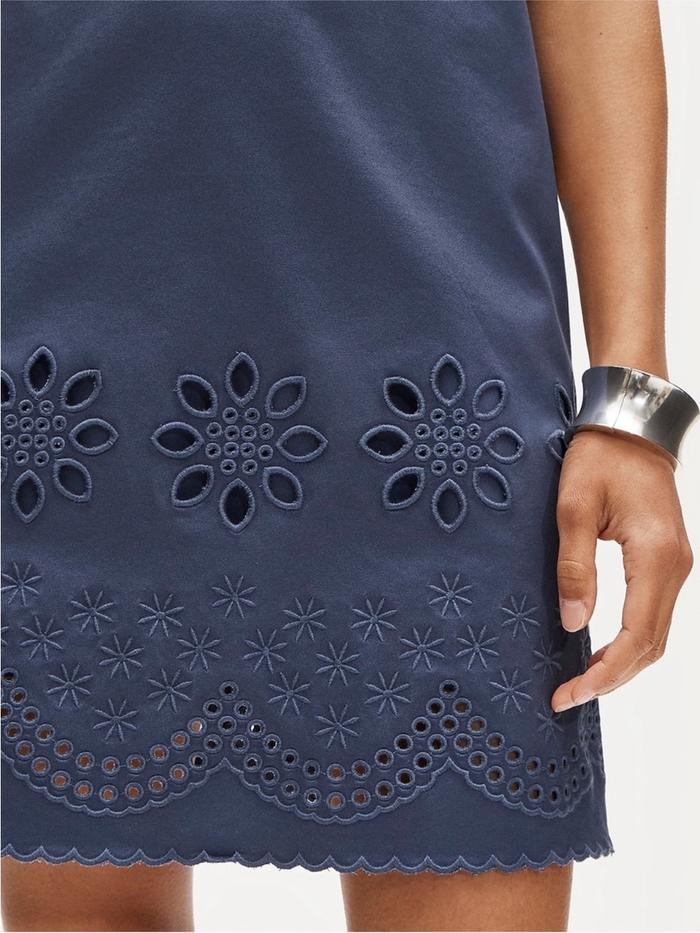 J crew evening shadow blue Scallop-trim mini dress in washed twill - Picture 3 of 5